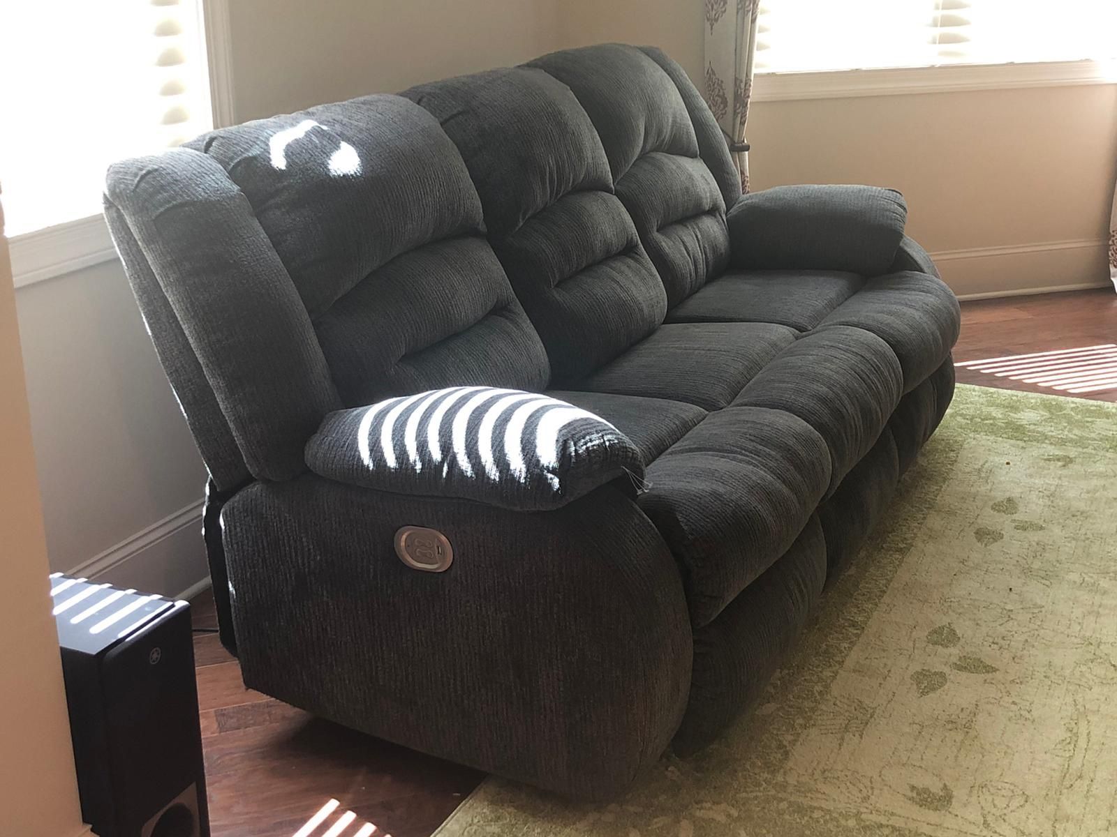 Gray Fabric Power Recliner