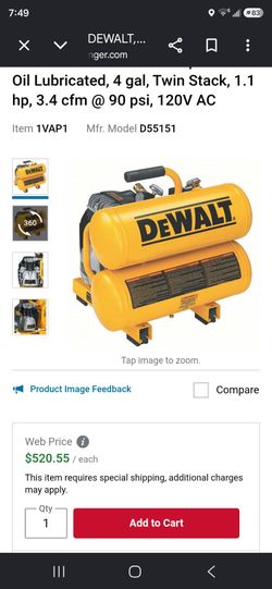 DEWALT D55151 portable compressor very nice condition like new