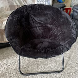 Faux Fur Folding Saucer Chair, Black