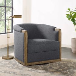 Costco Thomasville Fabric Swivel Chair with Wood Trim $80