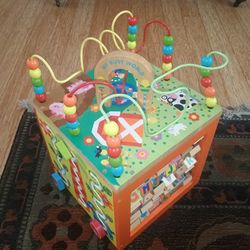 Activity Cube With Animals Theme - Educational Wooden Toy For Toddlers