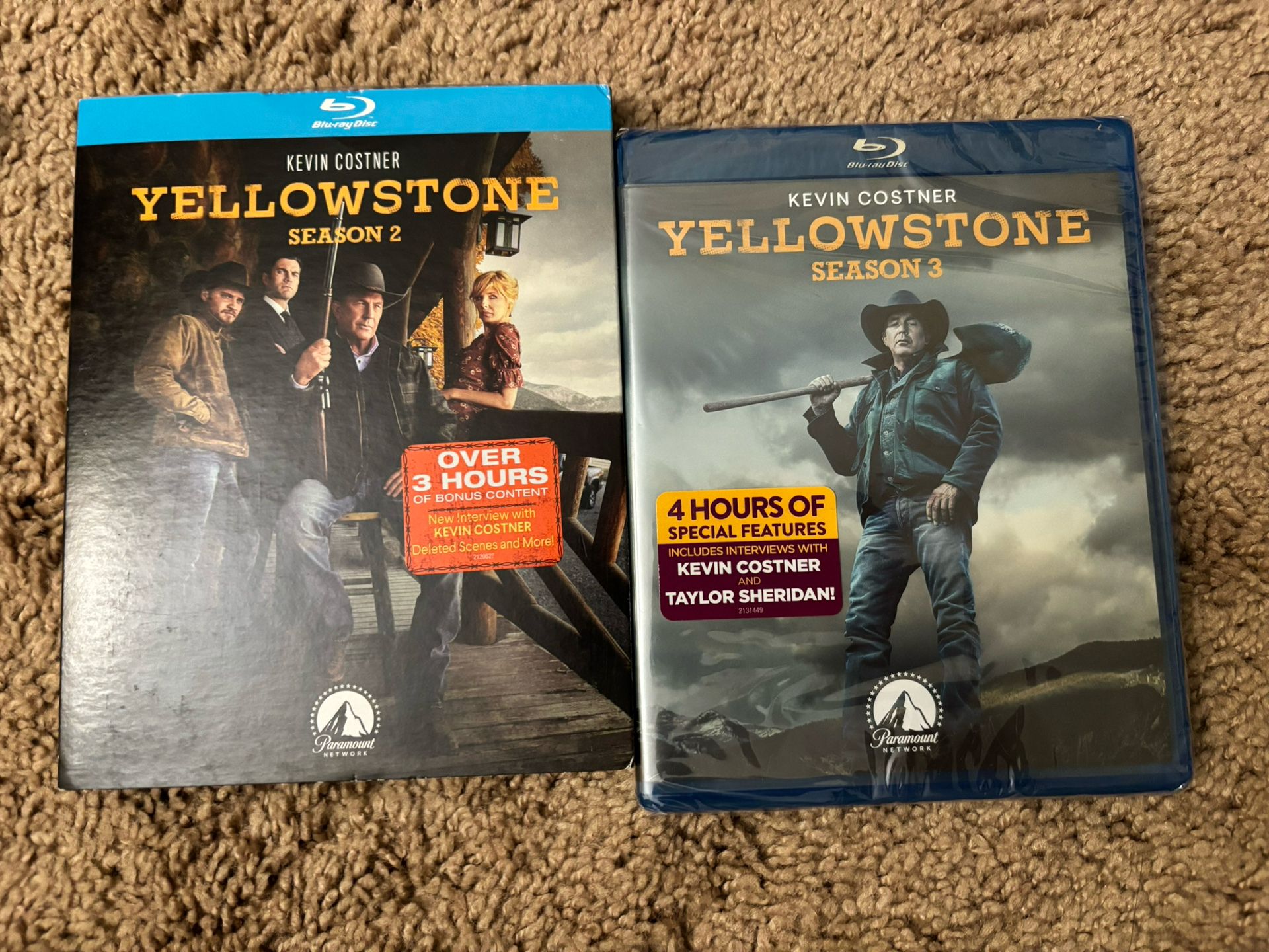 Yellowstone Season 2 & 3 Blue Ray Season 4 in DVD