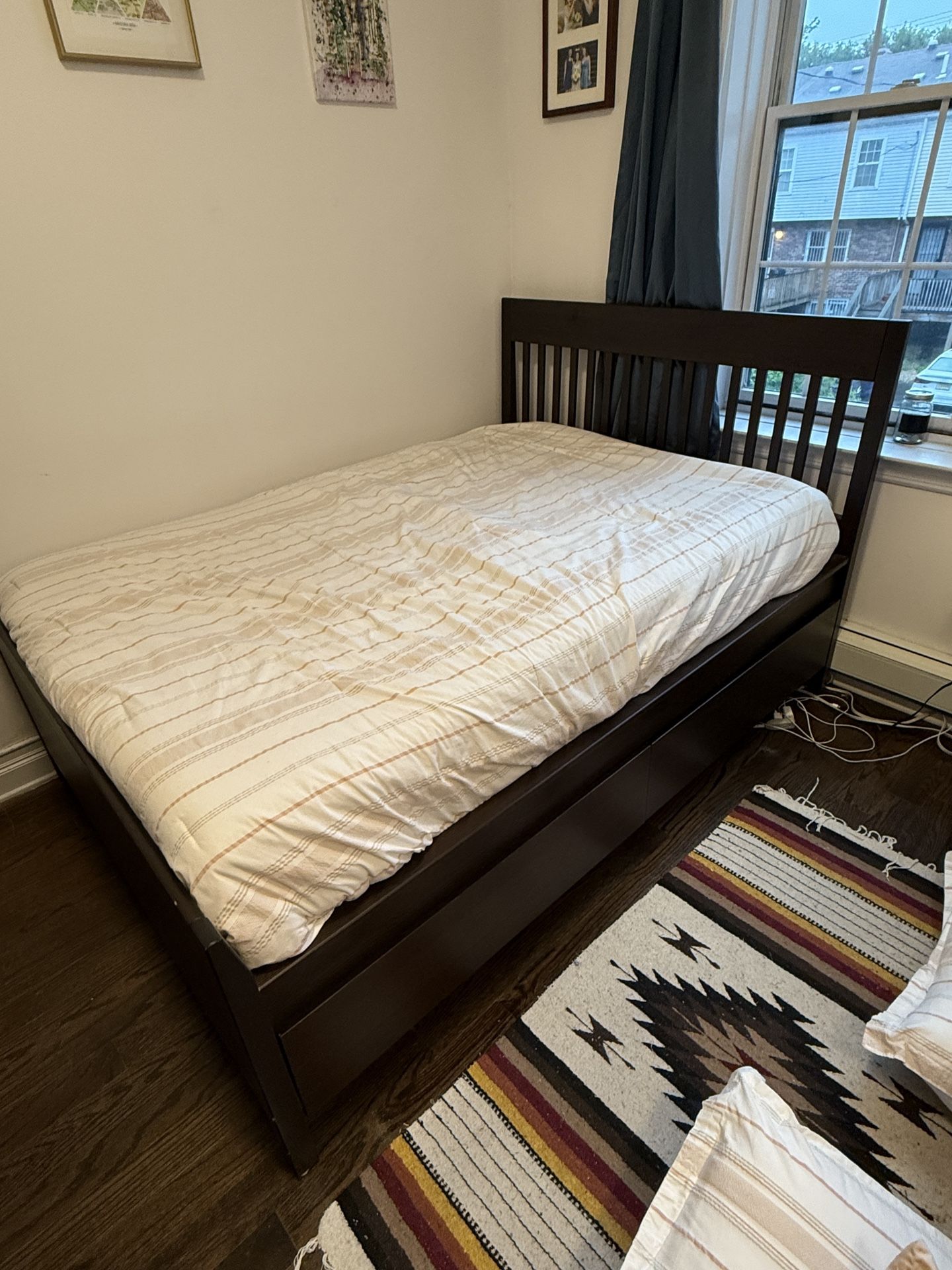 Full Size Mattress And Bed Frame With Drawers For Sale
