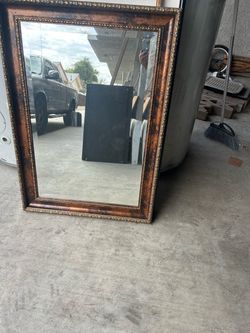 Large Wall Mirror with Ornate Brown Frame