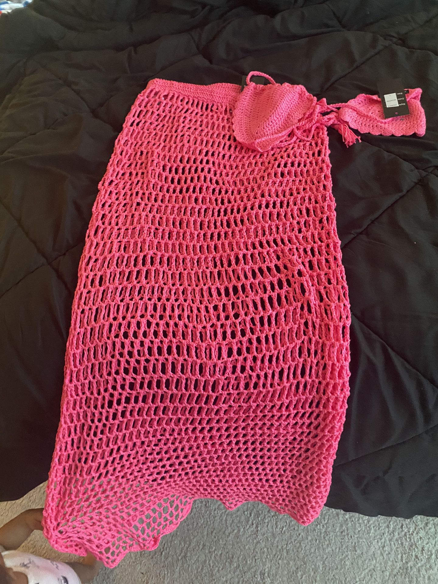 Fashion Nova Hot pink top and cover up skirt