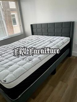 New Queen bed frame with mattress