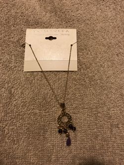 24K gold over sterling silver necklace with gold / purple