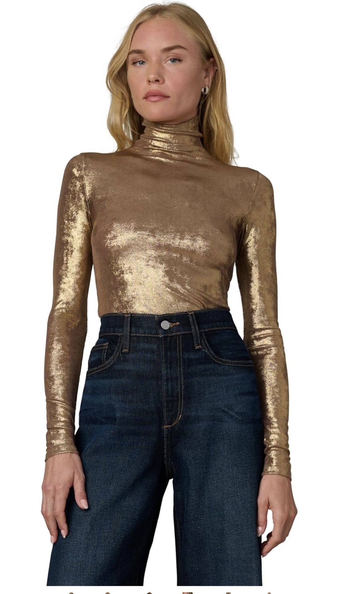 Joe's Jeans Womens The Tony Turtleneck Long Sleeve Top Size :large   Color : Bronze Brown  Fabric type 48% Cotton, 48% Polyester, 4% Spandex Care inst