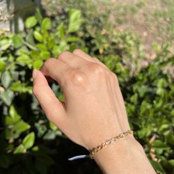 Diamond Bracelet With Box Brand New 14k Gold Plated 