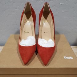 CHRISTIAN LOUBOUTIN Women's SO Kate 120 Suede Red Bottom Shoes (35.5/5-5.5) Red