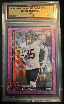 2025 TOPPS CHROME PINK WAVE REFRACTOR ROME ODUNZE GEM 10