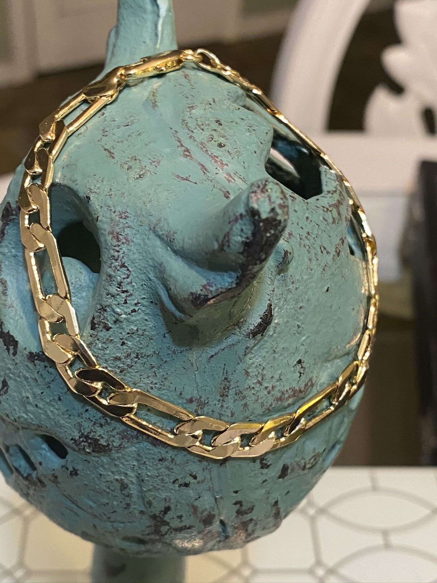 Figaro Gold Plated Bracelet 8” 7mm