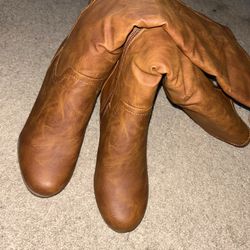 Brown Wedge Knee High Boot Women