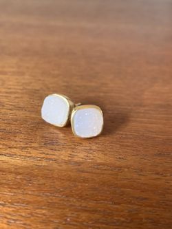 Gold Plated Sterling Silver White Druzy Earrings