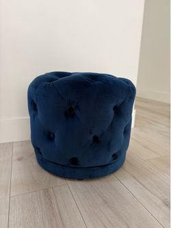 Navy Blue Tufted Velvet Ottoman / Accent Stool