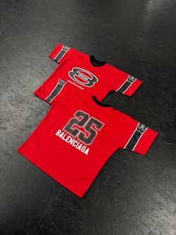 Balenciaga Red Hockey Jersey T-Shirts (2)