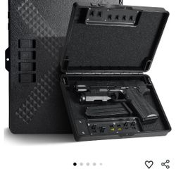Gun Safe Alternative,Portable Gun Case Handgun Lock Box Quick Access Pistol Safe Small Handgun Storage with TSA Padlock,Instant Access Gun Box for Bed