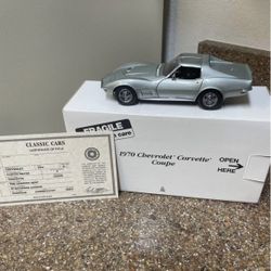 1/24 DANBURY MINT SILVER 1970 CHEVROLET CORVETTE COUPE