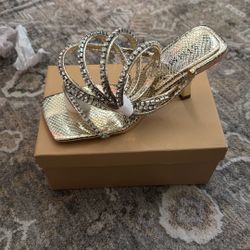 Simmi London Gold/Clear Stiletto Size 7