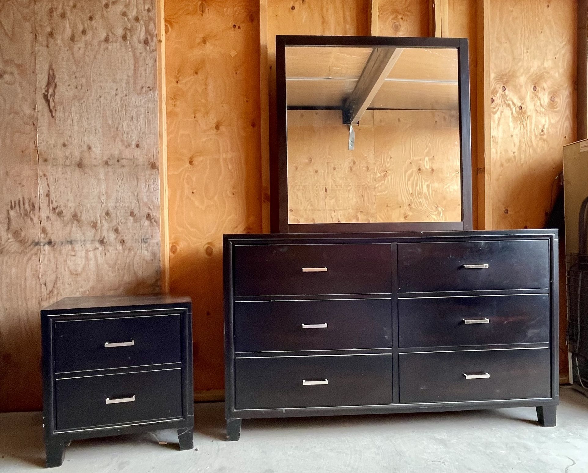 Dresser, Mirror, and nightstands 