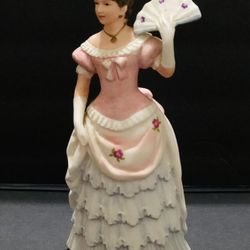 Home Interiors Homco #1421 Porcelain Southern Belle Lady Fan Figurine "Shall We Dance"