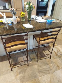3 Metal Bar Stools & 1 Metal Chair