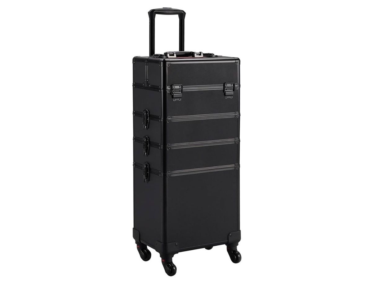 4-in-1 Professional Makeup Train Case β Extra Large Rolling Cosmetic Organizer with 360Β° Swivel Wheels