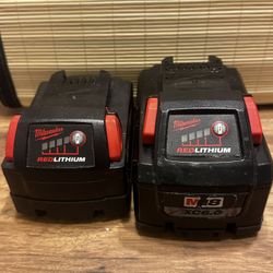 Two Milwaukee M18 Batteries  5.0/6.0 Work Great