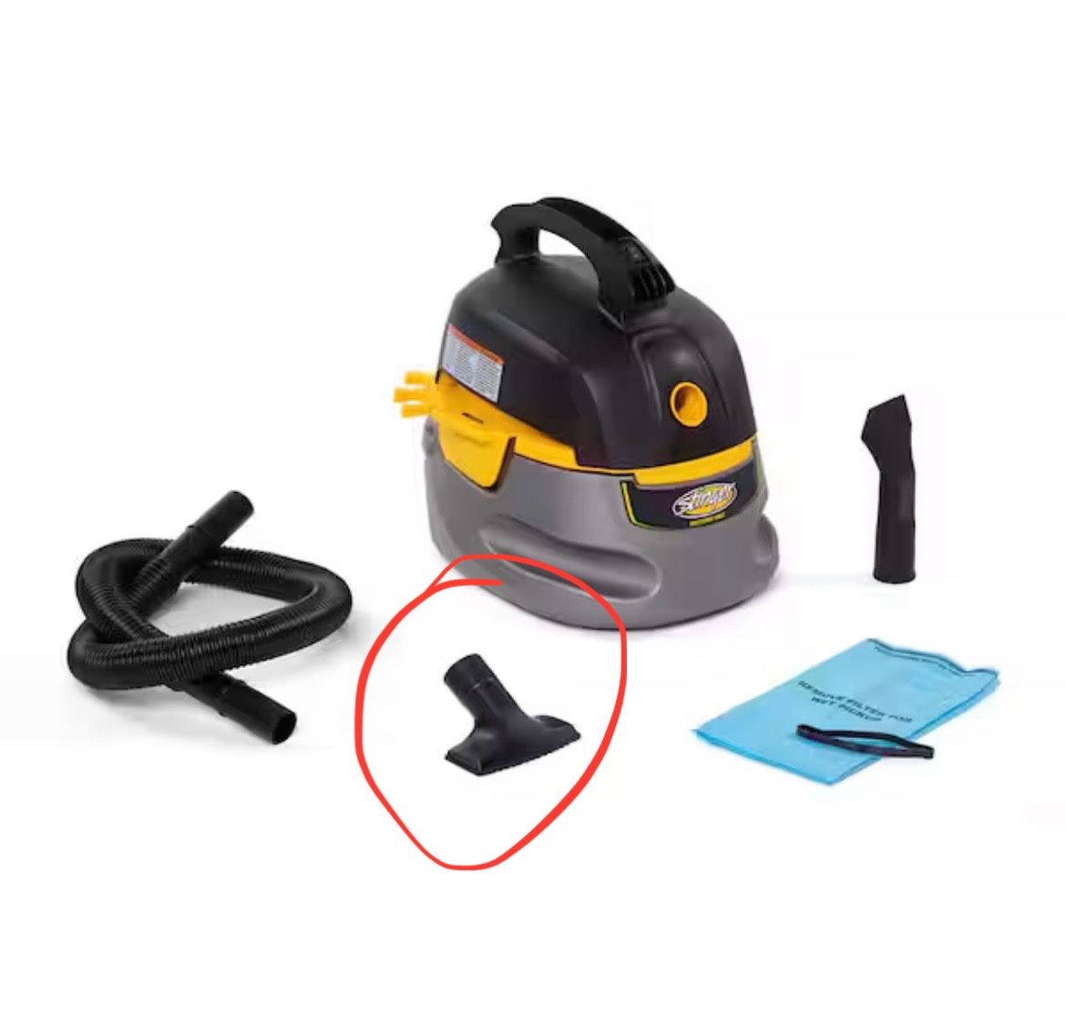 Stinger 2.5 Gal. 1.75 Peak HP Small Shop Vacuum Wet Dry Vac with Filter Bag, Hose, Utility and Car Nozzle Attachments HD2025