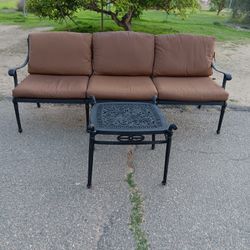 Hanamint Grand Tuscany Outdoor Cast Aluminum Sofa W Small Table 