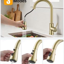 Brushed Gold Pull-Down Kitchen Faucet