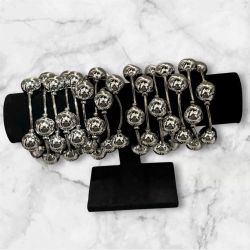 Large Silver Gum-ball Bracelets With Silver Wire in Between Bracelets New SET OF 3