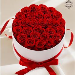 27 Forever Roses in Luxury White Box(Red)