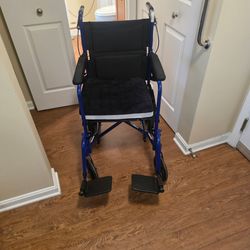 Medline Lightweight Foldable Transport Wheelchair with Handbrakes