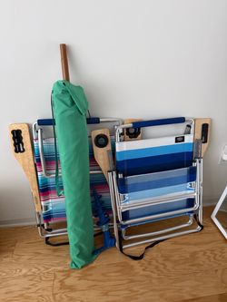 Folding Beach Chairs and Umbrella Set