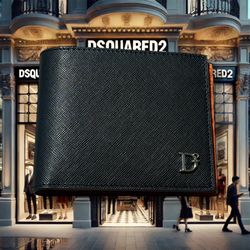 Dsquared2 Saffiano Leather Wallet with Silver-Tone Detail