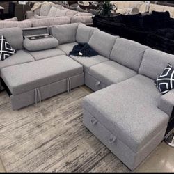 New Sleeper Sectional Couch with USB! Includes Free Delivery 🚚! 