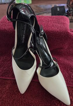 Christian Sariano Black n White strapped heels size 71/2