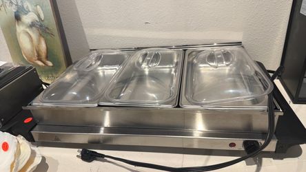 3 tray buffet server with warmer
