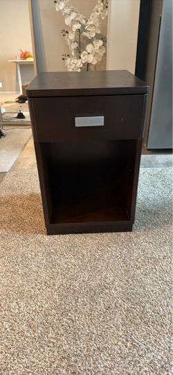 Free Dark Brown Nightstand with Drawer and Shelf