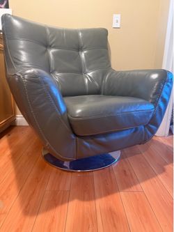 Big Gray Leather Swivel Chair