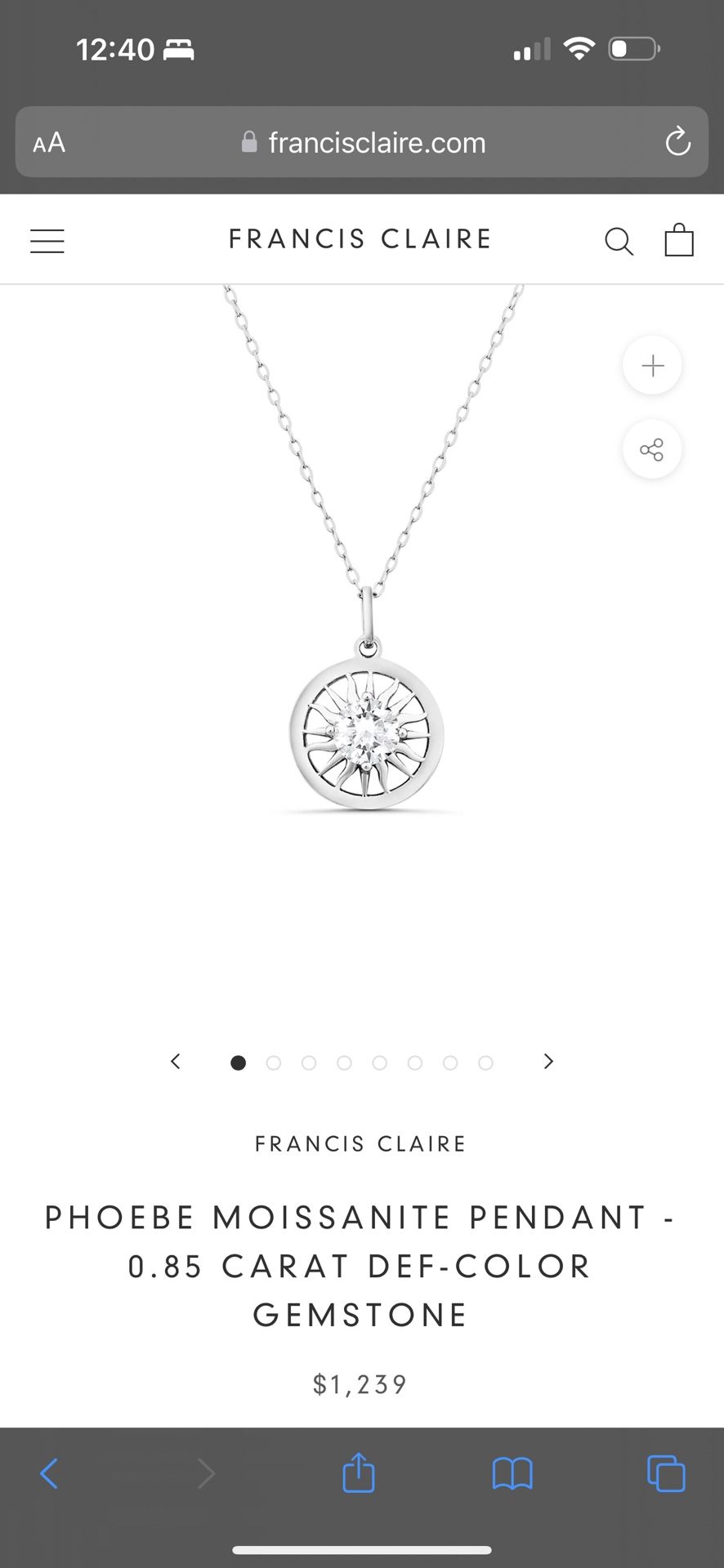 Phoebe Mossanite Pendent 0.85 Carat