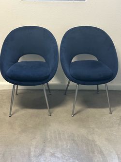 Set of 4 Navy Blue Accent Chairs