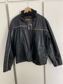 Men’s hooded leather jacket Medium