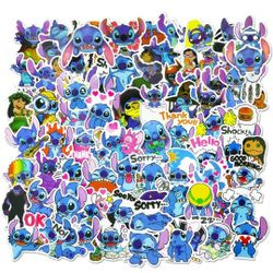 100pcs Stitc_h Stickers Disne_y Cartoon Vinyl Water Bottle Skateboard Guitar Stickers Waterproof for Kids Teens Adults Luggage Laptop Decal Stickers

