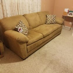 Camel Color Suede Like Sofa..Size 7ft Long..Brand New With Tag On It..very Comfortable!!