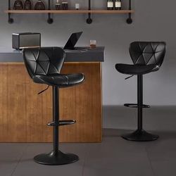 Bar Stools Set of 2, Black