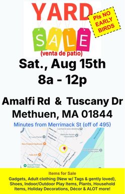 Yard Sale (Near Merrimack) Aug 15th