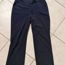 ATHLETA Womens Navy  14 LINED PANTS Cinch Hem Casual/Travel Adjustable Hem