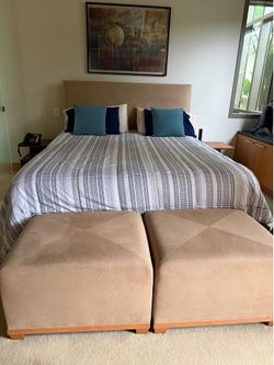 King size bed frame with ottomans